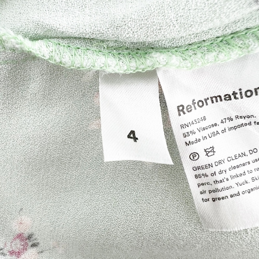 Reformation Sage Green Alexandra Floral Midi Slip Dress V-Neck Sleeveless Size 4 - Picture 5 of 6